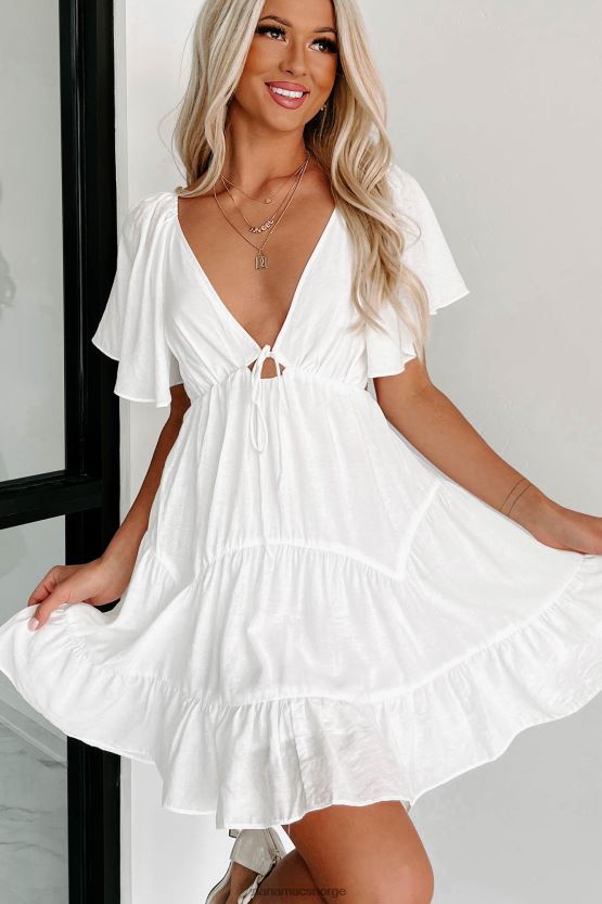 hvit NanaMacs klar luften utskjæring volang mini kjole 402NJ01849