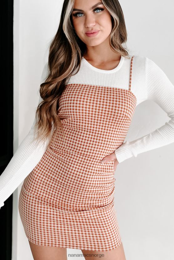 karamell NanaMacs forløsende kvaliteter rutete minikjole 402NJ02123