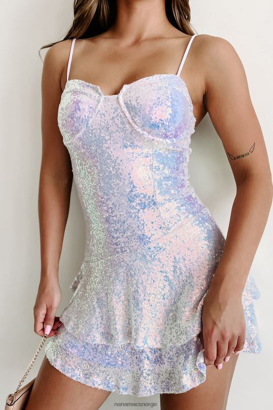 lavendel NanaMacs sparkle city ruffled iriserende minikjole med paljett 402NJ01880