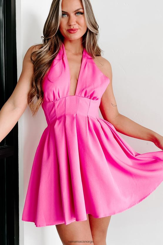 lys fuchsia NanaMacs reese mini-kjole med krysshals 402NJ01851