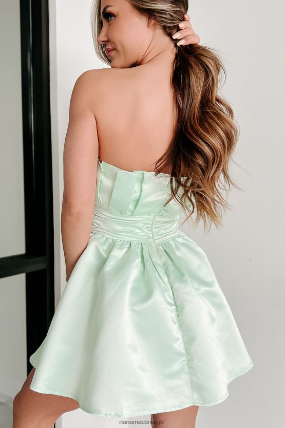 lysegrønn NanaMacs sette ting rett stroppeløs minikjole 402NJ01953