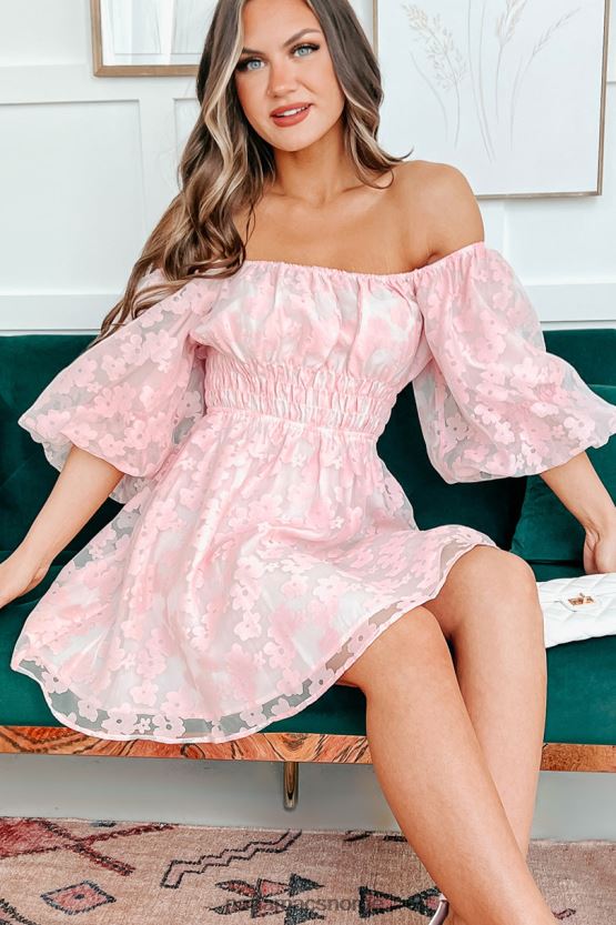 lyserosa NanaMacs snakk søtt blomstret minikjole med puffermer 402NJ02104