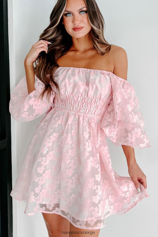 lyserosa NanaMacs snakk søtt blomstret minikjole med puffermer 402NJ02104