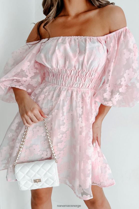 lyserosa NanaMacs snakk søtt blomstret minikjole med puffermer 402NJ02104