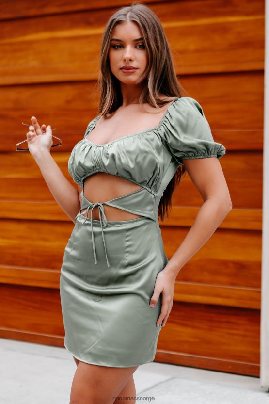 mørk salvie NanaMacs amelie minikjole i silkeutskjæring 402NJ02184