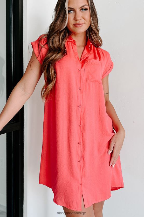 rød NanaMacs arbeid på din krage knapp foran mini kjole 402NJ01893
