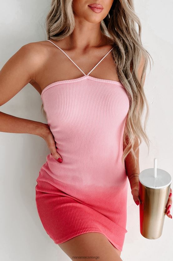 rosa NanaMacs evig beundrende ombre ribbet bodycon minikjole 402NJ02051