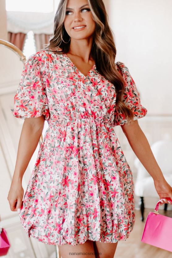 rosa NanaMacs floral finesse puffermet floral boblekant minikjole 402NJ02039