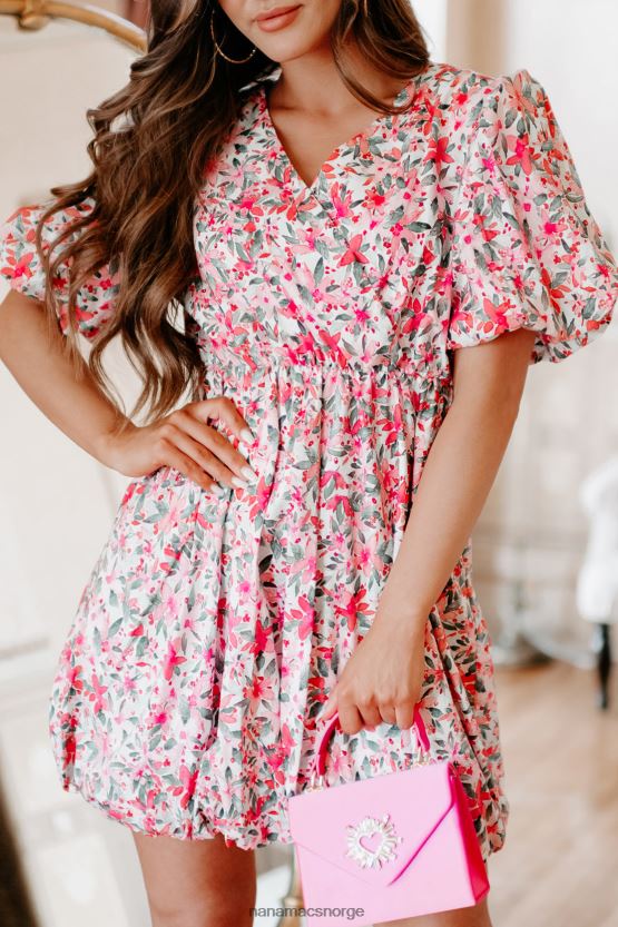 rosa NanaMacs floral finesse puffermet floral boblekant minikjole 402NJ02039