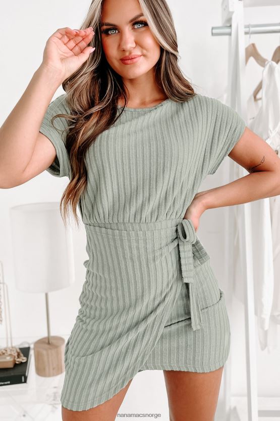 salvie grønn NanaMacs ciao for nå ribbet omslags-kjole 402NJ01835