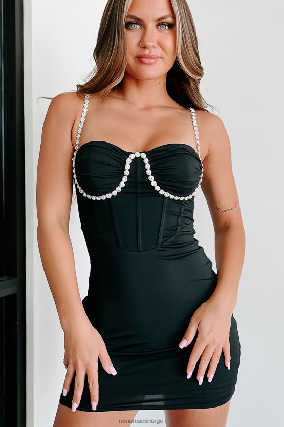 svart NanaMacs gratis å flørte rhinestone stropp bodycon minikjole 402NJ01804