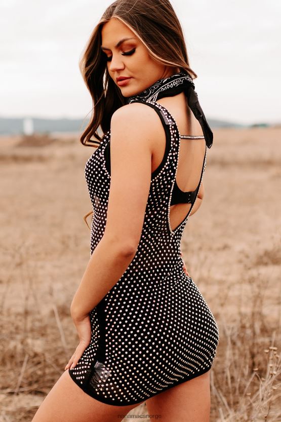 svart NanaMacs helt klart en babe ren rhinestone mini kjole 402NJ02091