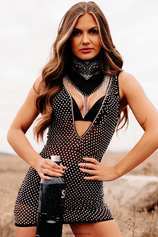 svart NanaMacs helt klart en babe ren rhinestone mini kjole 402NJ02091