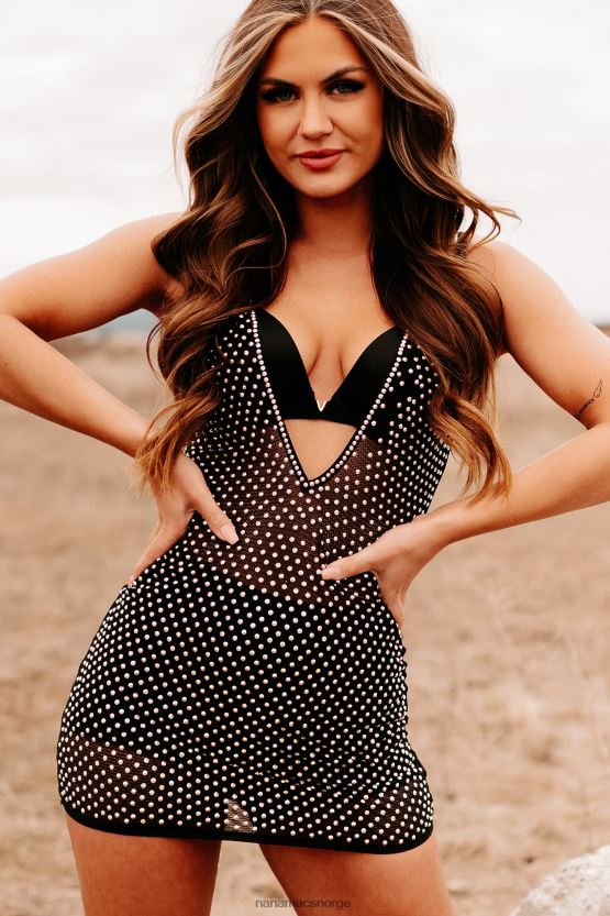 svart NanaMacs helt klart en babe ren rhinestone mini kjole 402NJ02091