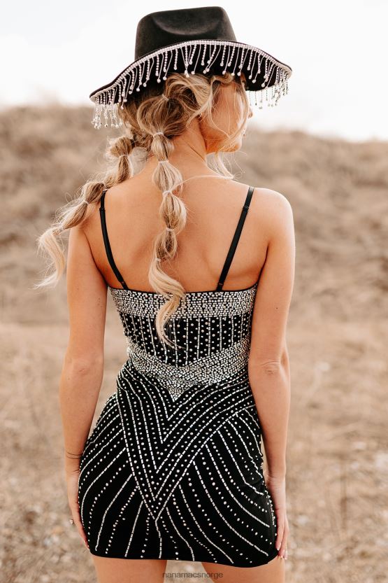 svart NanaMacs omfavner natten rhinestone minikjole 402NJ01998