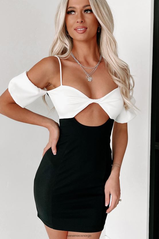 svart hvit NanaMacs en stilig tofarget minikjole 402NJ02092