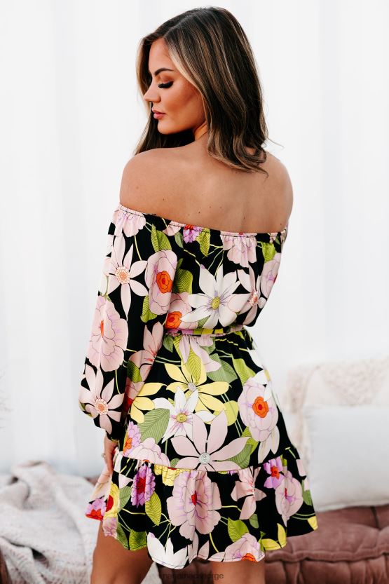 svart/multi NanaMacs Blomstret minikjole fra 70-tallet 402NJ02222