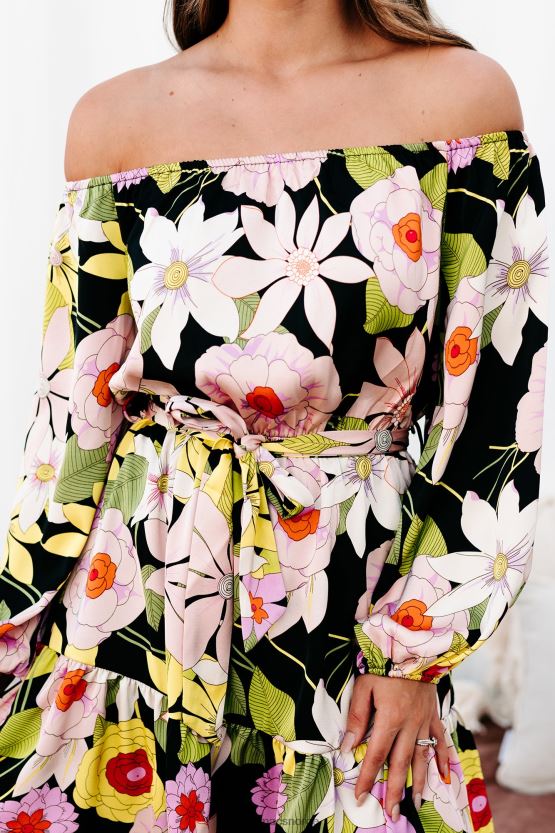 svart/multi NanaMacs Blomstret minikjole fra 70-tallet 402NJ02222