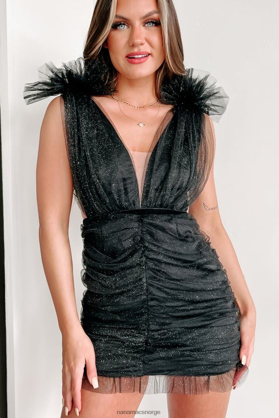 svart/sølv NanaMacs trollbinde en glitter minikjole 402NJ01984