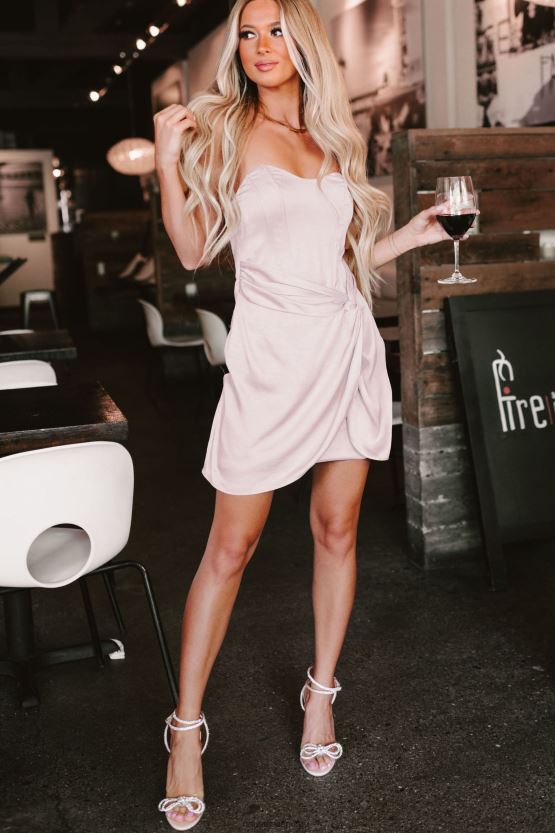 syrin NanaMacs få det jente sateng stroppeløs minikjole 402NJ02156