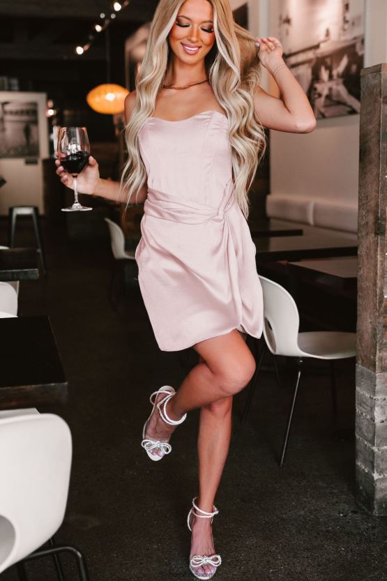 syrin NanaMacs få det jente sateng stroppeløs minikjole 402NJ02156