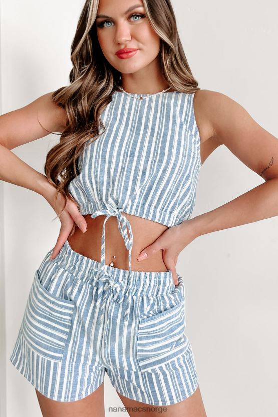 blå NanaMacs flytte på todelt stripete shortssett 402NJ0865