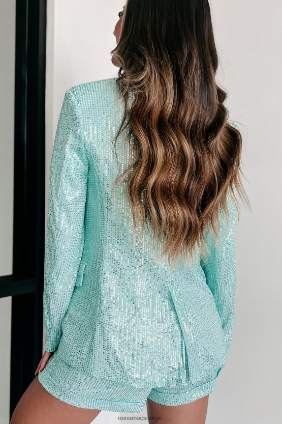 blå NanaMacs ikonisk sofistikert paljett todelt blazer kort sett 402NJ01560