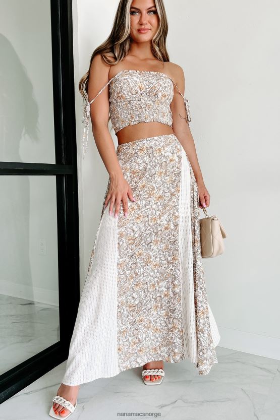 elfenben multi NanaMacs santorini strolls floral crop top maxi skjørt sett 402NJ0756