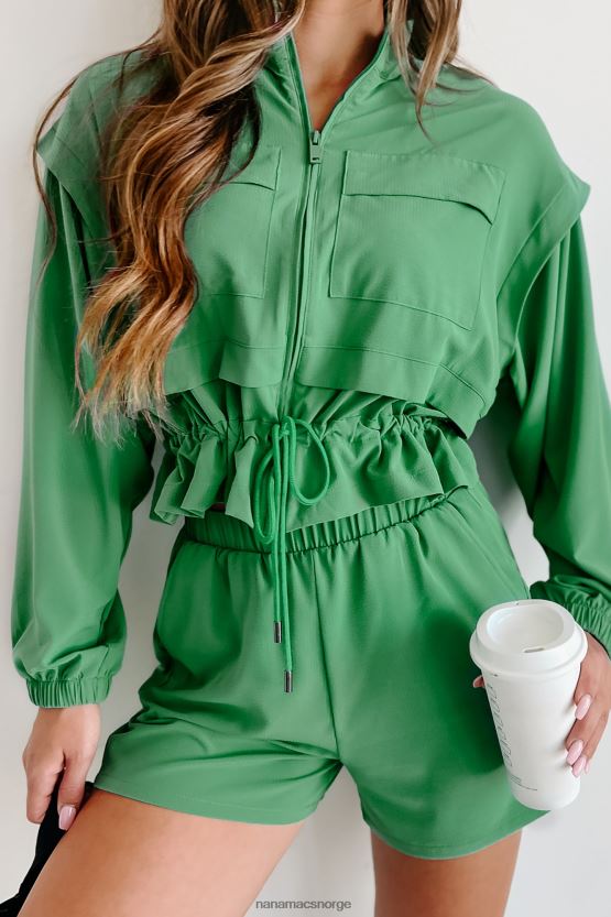 grønn NanaMacs bedre meg selv teksturert vevd jakke shorts aktivt sett 402NJ01558