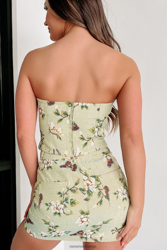 grønn NanaMacs todelt skjørtsett med sommerfuglblomster i hagen din 402NJ01135