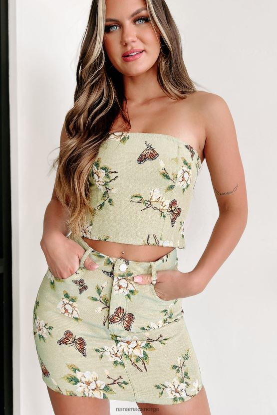 grønn NanaMacs todelt skjørtsett med sommerfuglblomster i hagen din 402NJ01135