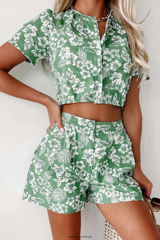 grønn/hvit NanaMacs luau chic tropisk blomstersett i to deler 402NJ0776