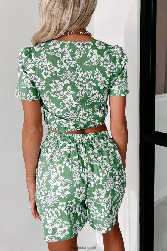grønn/hvit NanaMacs luau chic tropisk blomstersett i to deler 402NJ0776