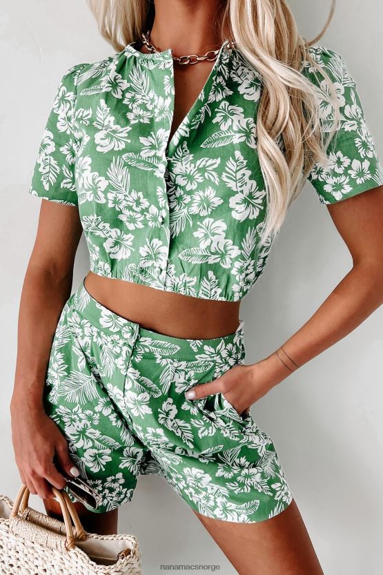 grønn/hvit NanaMacs luau chic tropisk blomstersett i to deler 402NJ0776