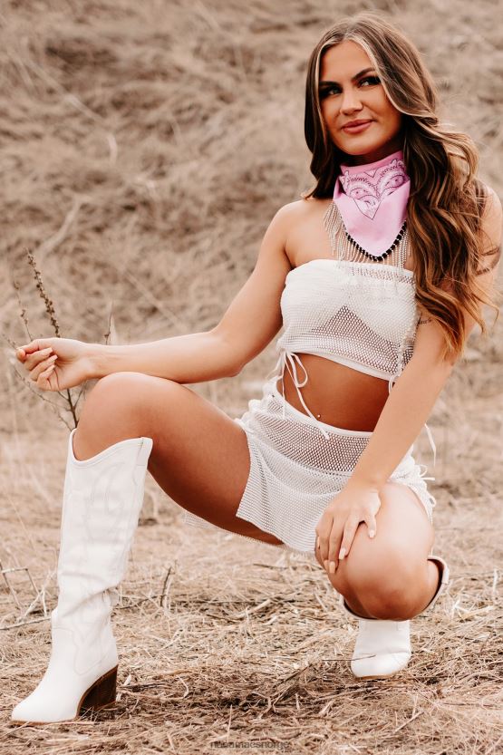 hvit NanaMacs blendende skjønnhet rhinestone todelt skjørtsett 402NJ0126