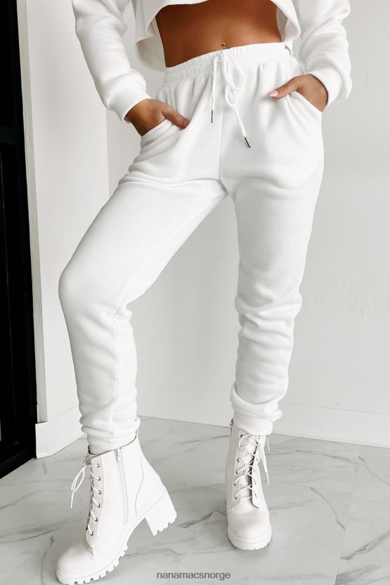 hvit NanaMacs living komfortabelt crop hettegenser joggersett 402NJ01603
