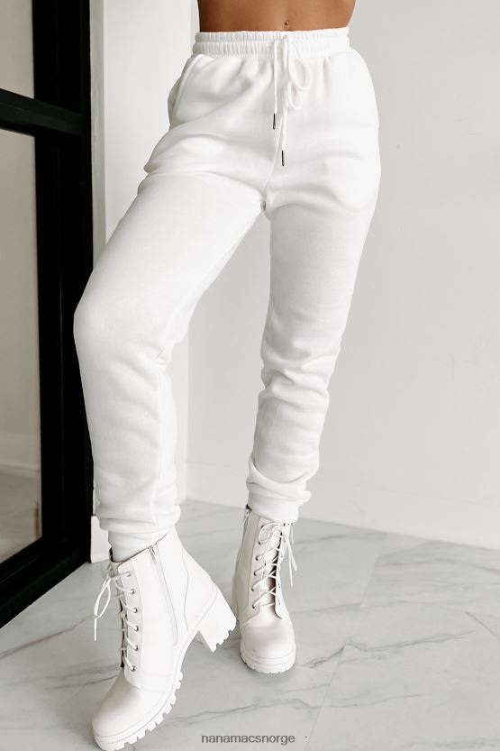 hvit NanaMacs living komfortabelt crop hettegenser joggersett 402NJ01603
