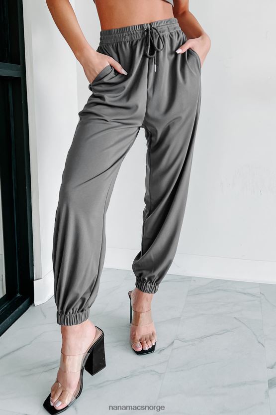 mørk grå NanaMacs coffee runs crop tank joggers todelt sett 402NJ0616