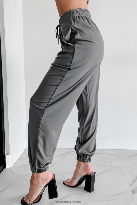 mørk grå NanaMacs coffee runs crop tank joggers todelt sett 402NJ0616