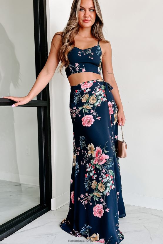 marine multi NanaMacs annalise floral crop top omslagsskjørtsett 402NJ01110