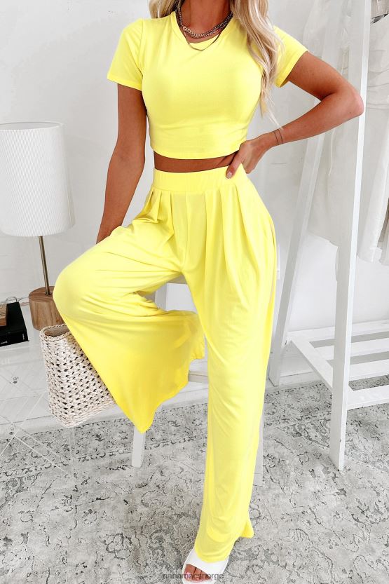 neon gul NanaMacs soulmates solid crop tee palazzo buksesett 402NJ0538