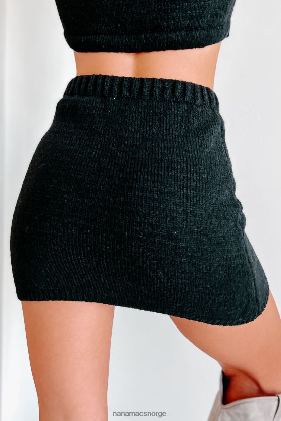 svart NanaMacs endring i været genser strikket crop top skjørt sett 402NJ01649