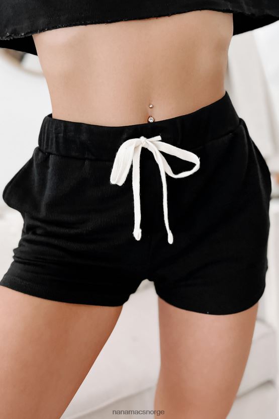 svart NanaMacs langermet shorts loungewear sett 402NJ0638