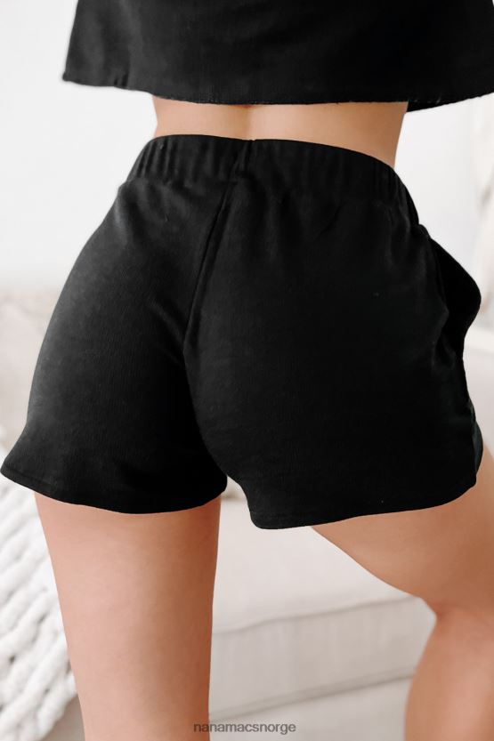 svart NanaMacs langermet shorts loungewear sett 402NJ0638