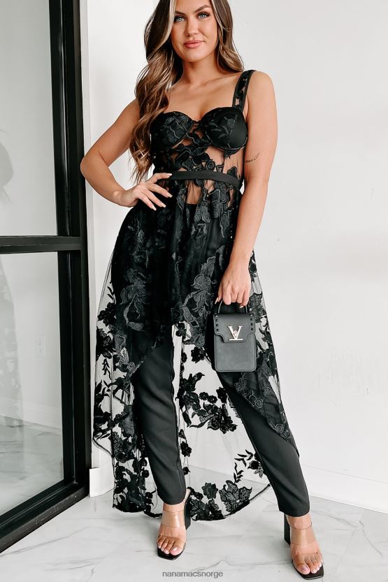 svart NanaMacs million dollar tanker floral applique todelt buksesett 402NJ090