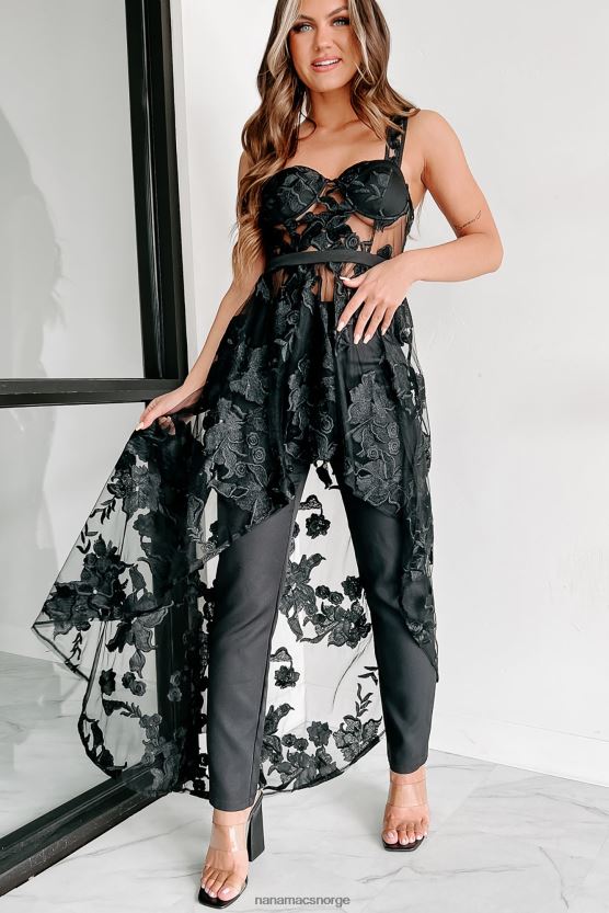 svart NanaMacs million dollar tanker floral applique todelt buksesett 402NJ090