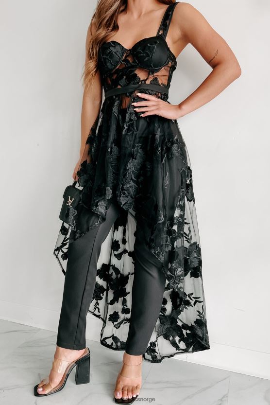 svart NanaMacs million dollar tanker floral applique todelt buksesett 402NJ090