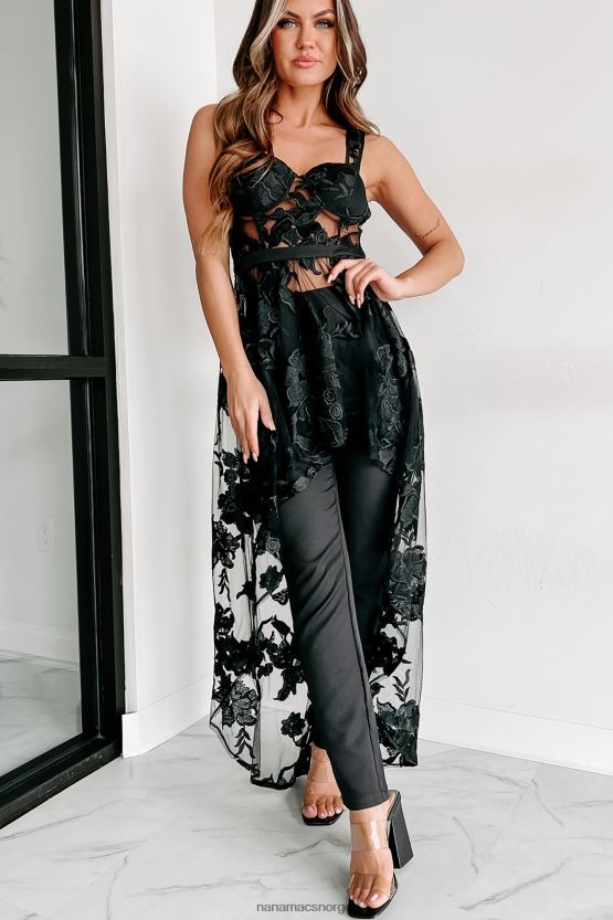 svart NanaMacs million dollar tanker floral applique todelt buksesett 402NJ090