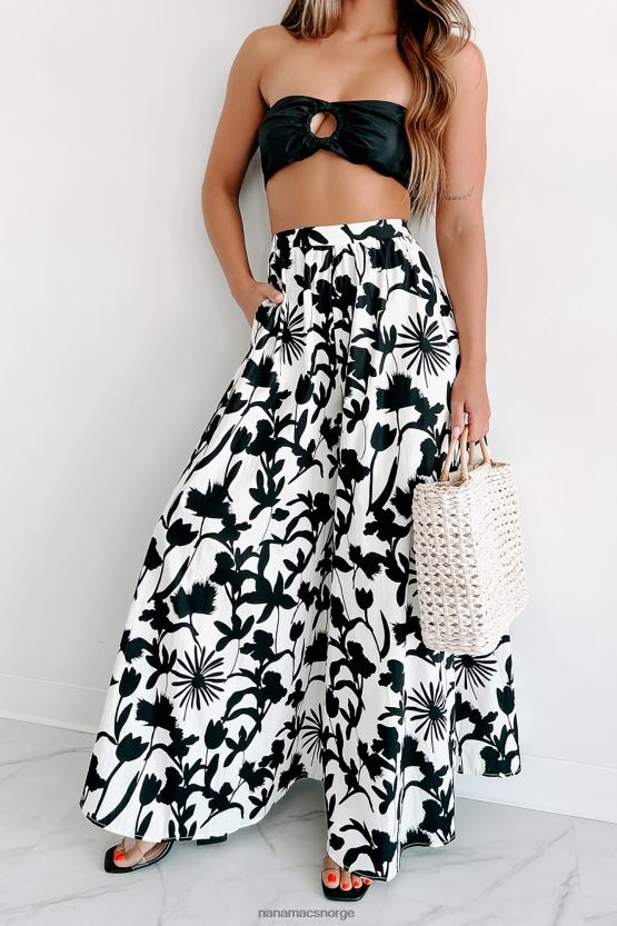 svart/elfenben NanaMacs ditt drømmejentesett med blomsterbukse i to deler 402NJ01120