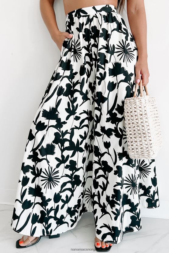 svart/elfenben NanaMacs ditt drømmejentesett med blomsterbukse i to deler 402NJ01120